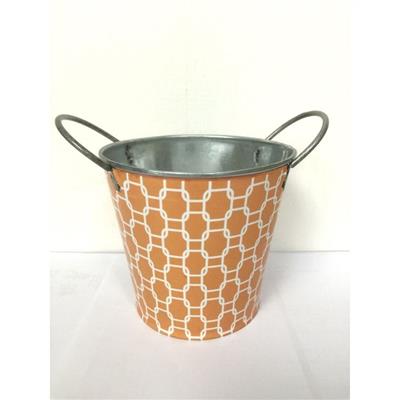 Lattice Tin Planter 4.5x4.5" Orange