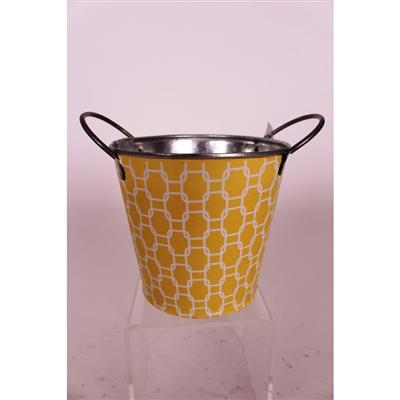 Lattice Tin Planter 4.5x4.5" Yellow