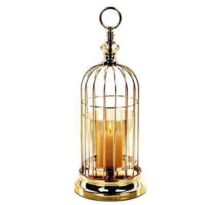 Birdcage Candleholder 6"x 15" Gold
