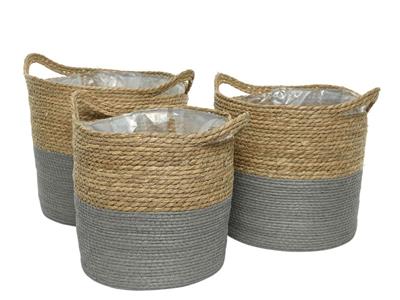 Water Basket  W/hand.Gray Lg