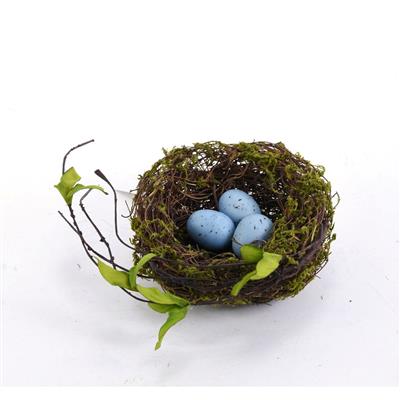 Moss Nest w/ Eggs 5" Blue/Natural
