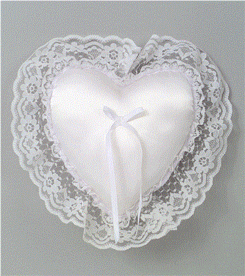 Satin/Lace Heart 11" White