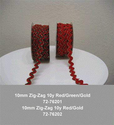 10mm Zig-Zag 10y Red/Gold