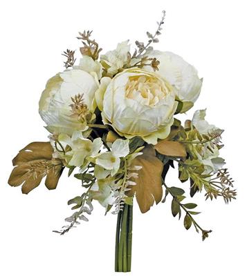 Vintage Peony Bouquet 12" Candlelight