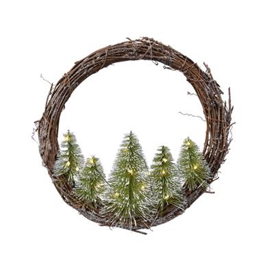 Wreath w/ MicroLED Trees 10"