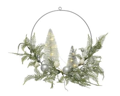 Wreath W/Micro LED Trees 12"