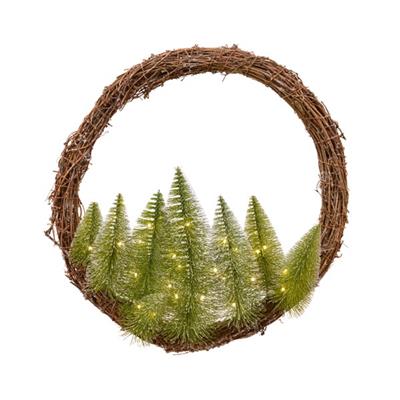 Wreath w/MicroLED Trees 31.5" 80L- Timer