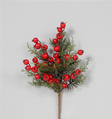 Styro Berry Pine Pick 16" Red