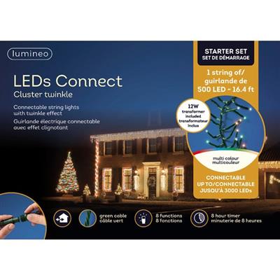 LED Connect Cluster 500L16.4' Gr/Multi