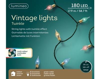 LED Vintage Lights 180L 58.5' Gr/Multi