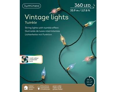 LED Vintage Lights 360L 118' Gr/Multi