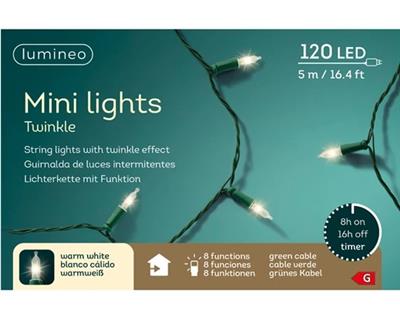 LED Mini Lights 120L 16.5' Gr/Warm