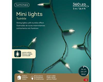 LED Mini Lights 360L 16.5' Gr/Warm