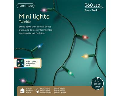 LED Mini Lights 360L 16.5' Gr/Multi