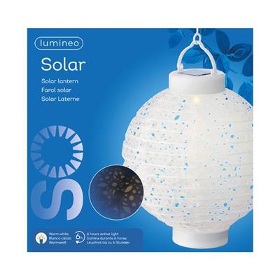Solar Lantern W/Holes 9.5" White