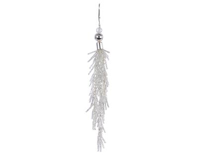 Gls Beaded Icicle Orn 12" Clr