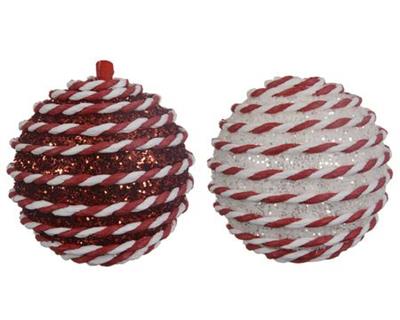 Foam Bauble 80mm Red/Wh