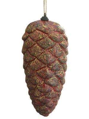 PINE CONE ORN 6.5" RED