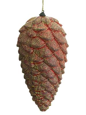 PINE CONE ORN 8.5" RED