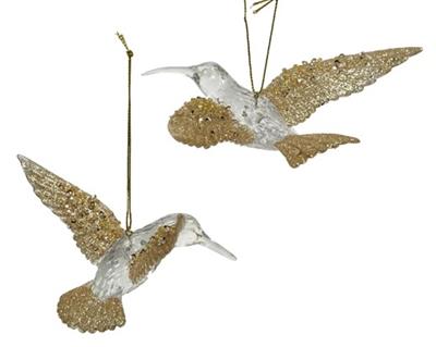 Glitter Plastic Hummingbird Orn. Asst/2