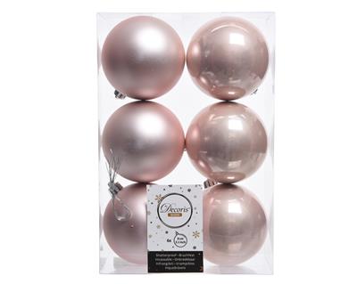 Shatterproof Ball 80mm x6 Blush Pink Ast
