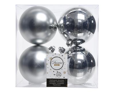 Shatterproof Ball 100mm x4 Silver Ast