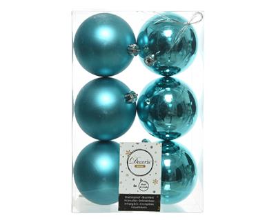 Shatterproof Ball 80mm x6 Turquoise Ast