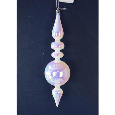 Pearlized Finial Orn 10" Pearl
