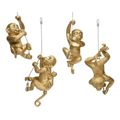 Hanging Monkey 9" Orn Gold Ast