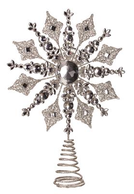 Glit. Jewel Snowflake Tree Topper 14.5" Silver