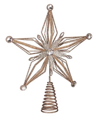 Glit. Jewel Star Tree Topper 12.5" Gold