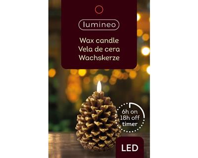 LED Wax Lg Pinecone Candle Brown/Warm