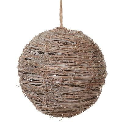 Iced Twig Ball Orn. 7.25" Wood White