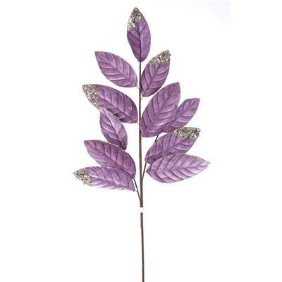 Velvet Glt Leaf Spray 26" Lavender
