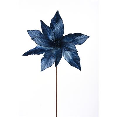 Shaded Velvet Poinsettia Stem 26" Dk. Blue