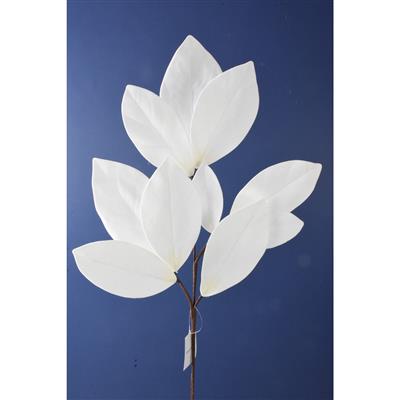Velvet Magnolia Leaf Stem 32" White