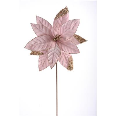 Velvet Glt Poinsettia 22" Pink