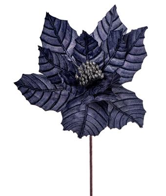 Met. Veined Poinsettia Stem 24" Blue