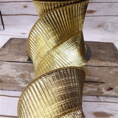 5" Fluted Lame Rib. 10yd L. Gold