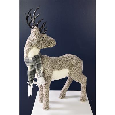 Snow Deer w/Scarf 20"x 13" Grey
