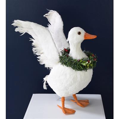Christmas Goose w/Wreath 13" WhRd