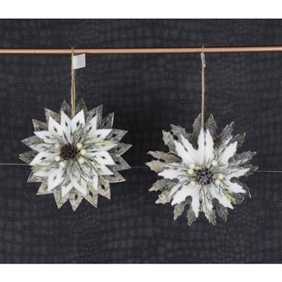 Pine Snowflake Orn 6.5" Assorted