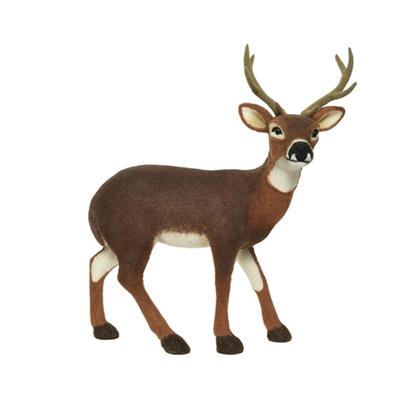 Deer With Antlers 22"x 25" Wool Brown