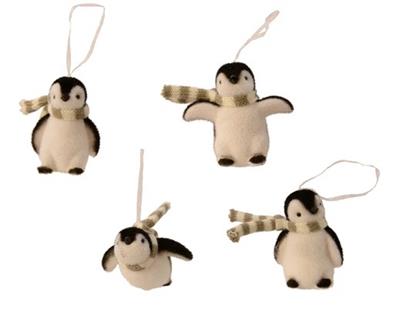 Plastic Flock Penguin Orn. Asst/4