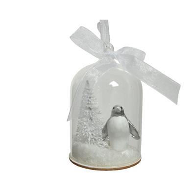 Penguin In Glass Orn White