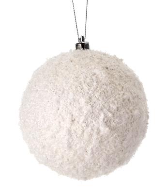 Textured Snowball Orn. 4" White