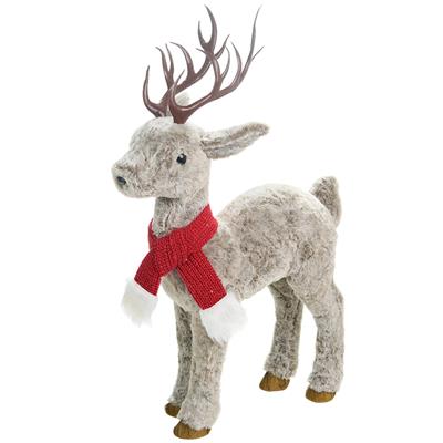 Fluffy Reindeer 27.5" Grey/Red