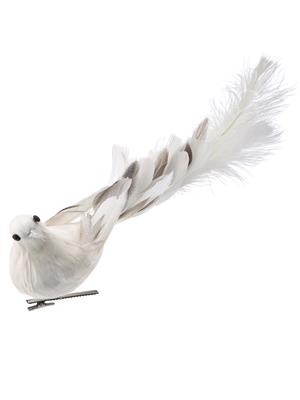 Dove Clip Orn. w/ Feather Tail 18.5" White