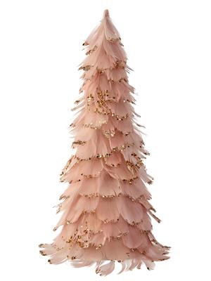 Glitter Tip Feather Cone Tree 14.5" Pink