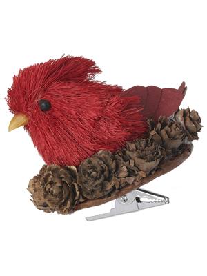 Cardinal on Nest Orn. w/ Clip 3" Rest
